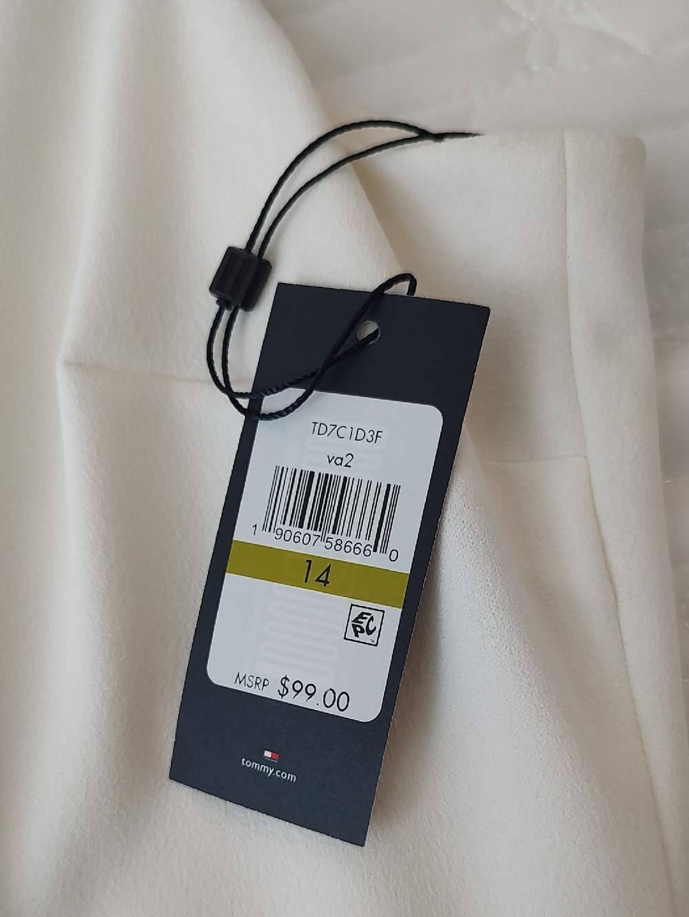 Tommy Hilfiger White Sleeveless Midi Dress with Black Trim - Picture 5 of 8